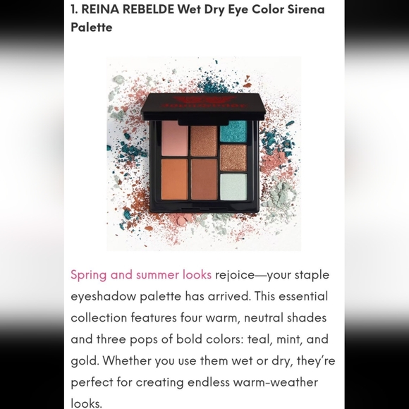 Reina Rebelde Wet Dry Eye Color Palette in Sirena Full Size NWT - Picture 2 of 4